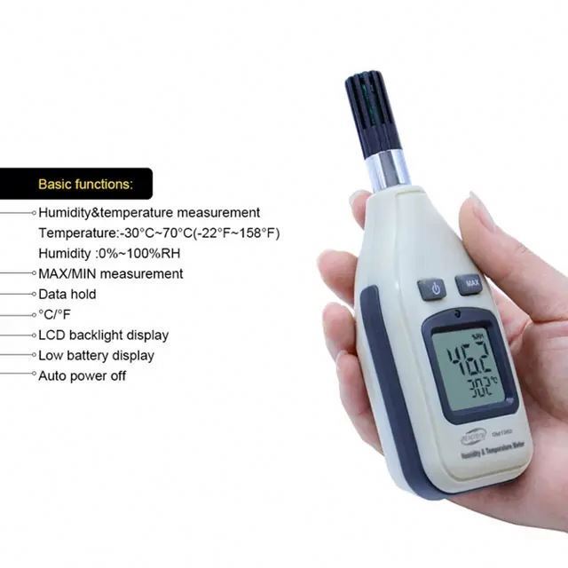 Psychrometer Thermo Hygrometer Moisture Meter Digital Temperature and Humidity Meter with Dew Point Wet Temperature tester