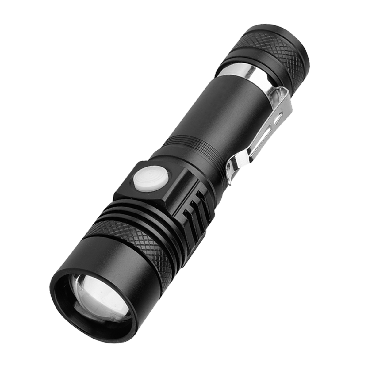 Adjustable Focus T6 Led Patrol Long Distance Hunting Tactical Flashlights Rechargeable Torch Light Zoom Flashlight Clip