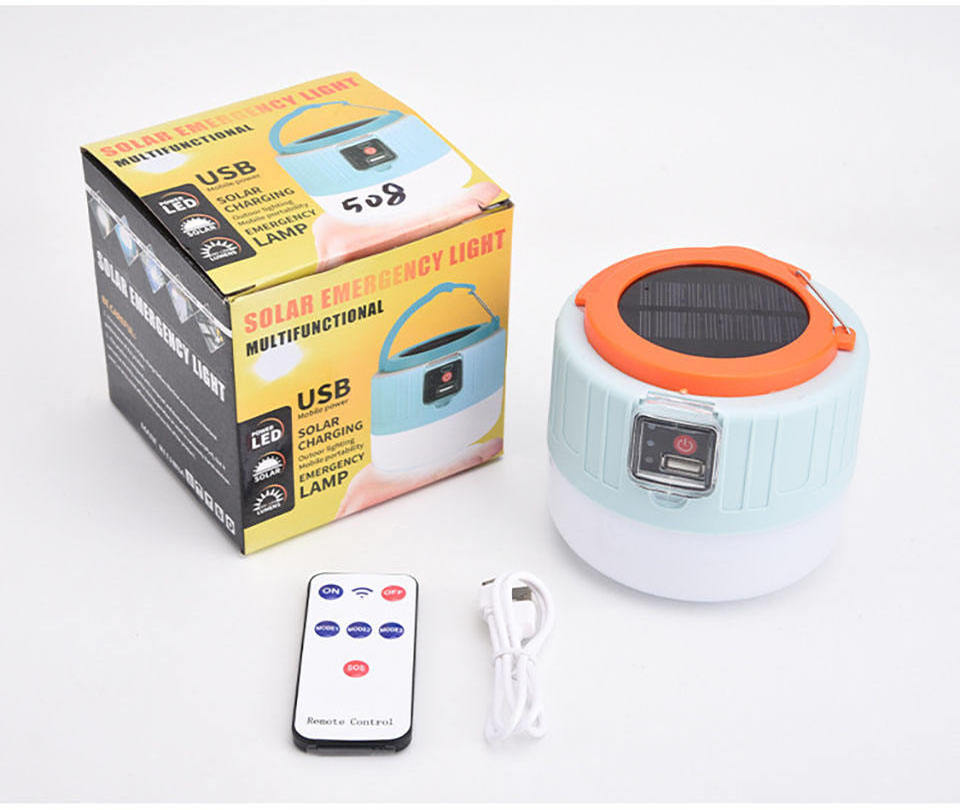 LED Camping Light Remote USB Phone Charge lighting Solar Rechargeable Camping Lantern Outdoor