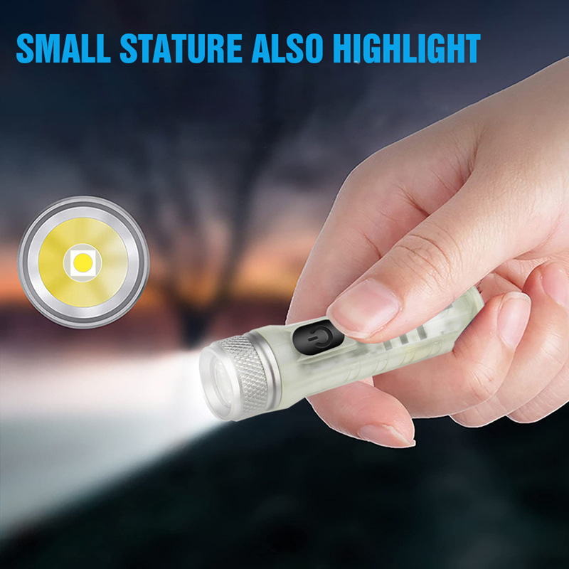 Multifunctional Super Mini Key Led Lighting Flashlight USB Torchlight Small Keychain Light With Clip And Tail Magnet