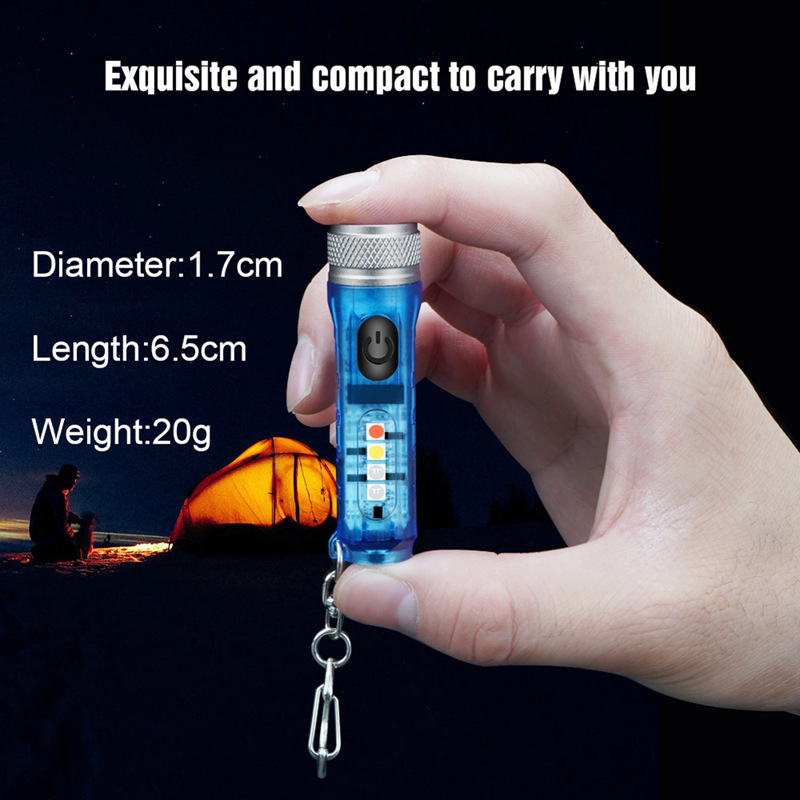 Multifunctional Super Mini Key Led Lighting Flashlight USB Torchlight Small Keychain Light With Clip And Tail Magnet