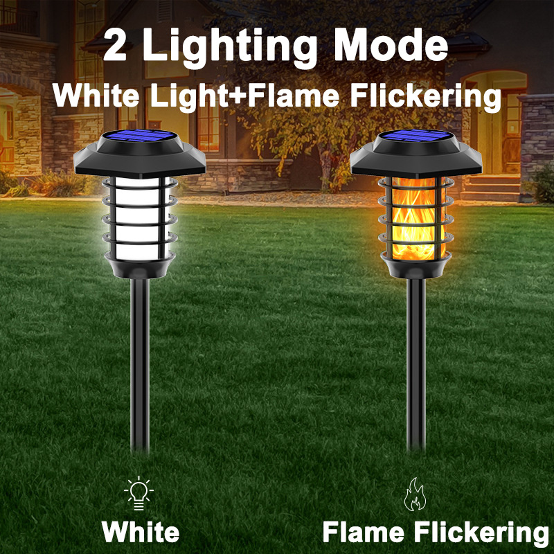 Decorative Outdoor Wireless Waterproof Flame Fire Effect Lamp Lawn Yard Pathway Solar Landscape Lighting