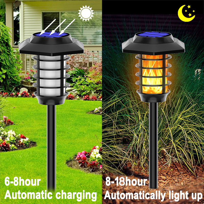 Decorative Outdoor Wireless Waterproof Flame Fire Effect Lamp Lawn Yard Pathway Solar Landscape Lighting