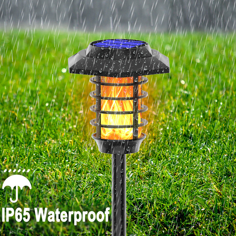 Decorative Outdoor Wireless Waterproof Flame Fire Effect Lamp Lawn Yard Pathway Solar Landscape Lighting