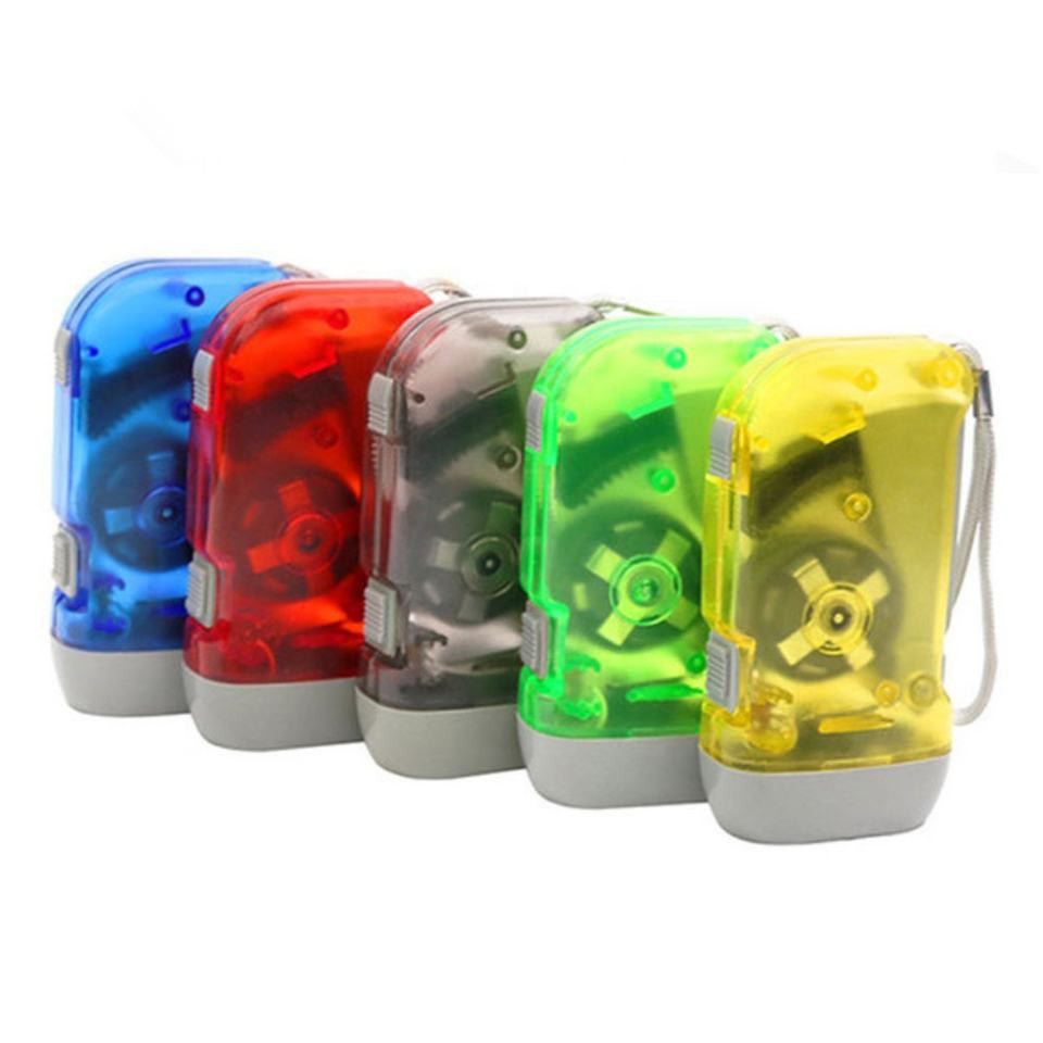 Kids Children 3 LED Dynamo Crank Power Wind Up Flashlight Torch Light for Outdoor Home Camping Light Hand Press Flashlight