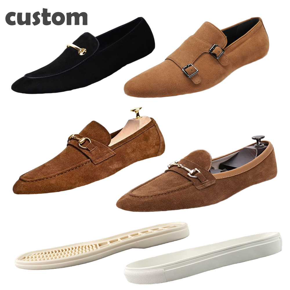 Luxury designer shoes customized top cow genuine leather unisex slip on suede boat loafers casual shoes for men