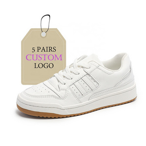 custom logo trendy ladies shoes genuine leather breathable casual sneakers white sport walking style casual shoes woman