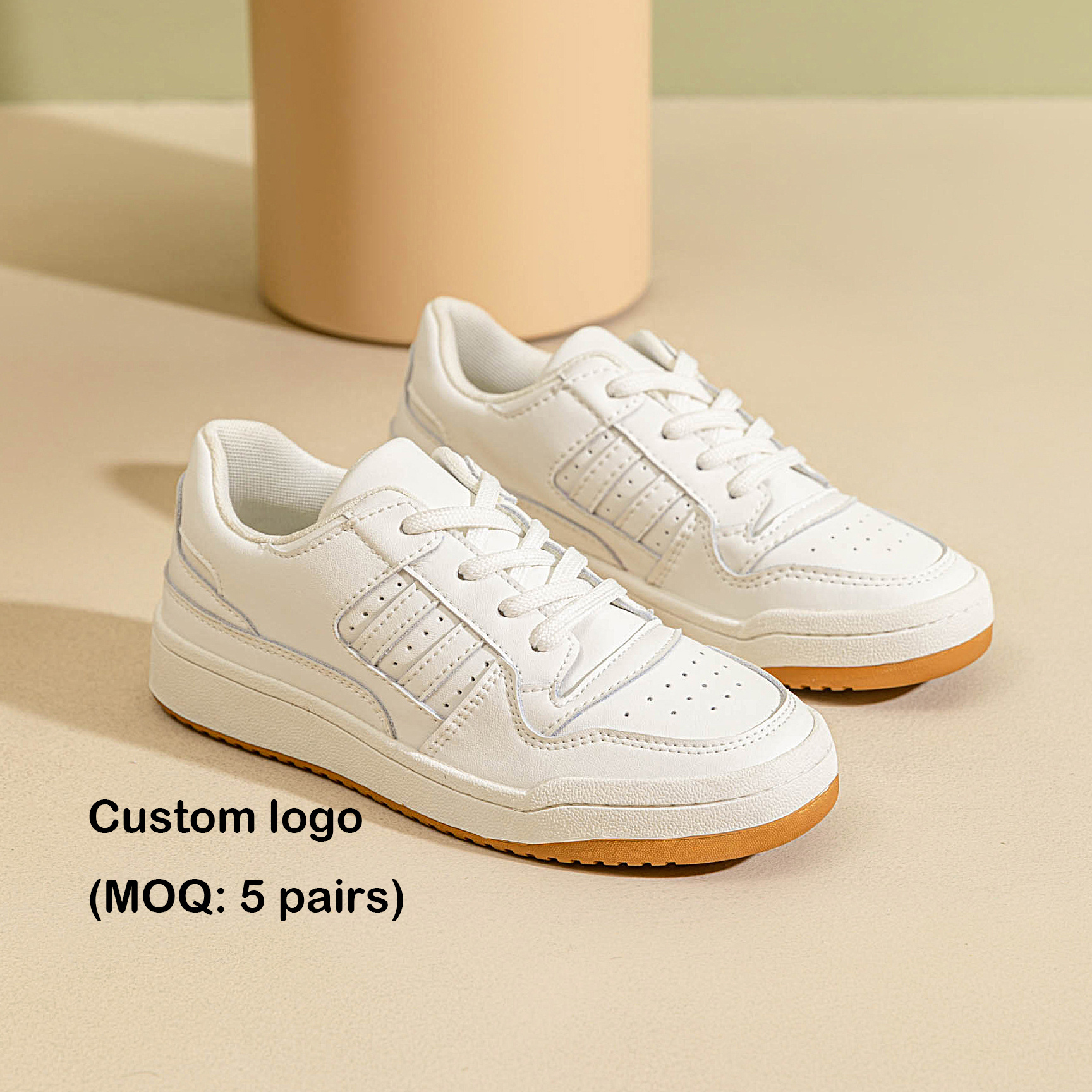 fashion trendy custom logo white blank genuine leather running foot wear sneakers walking style casual women shoes