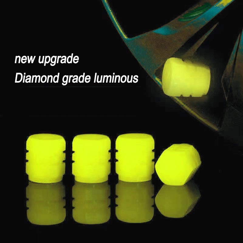 Accept Custom Glow In The Dark Valve Stem Covers Fluorescent Car Tire Valve Caps