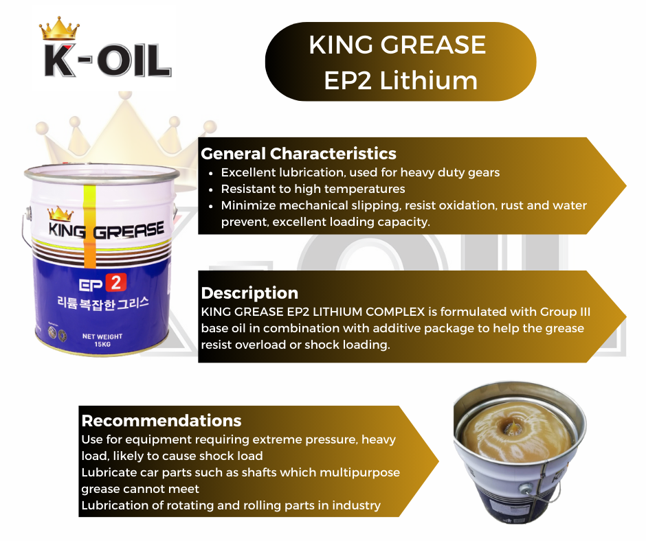 EP2 lithium complex grease use for lubrication of rotating and rolling parts of industry made in Vietnam