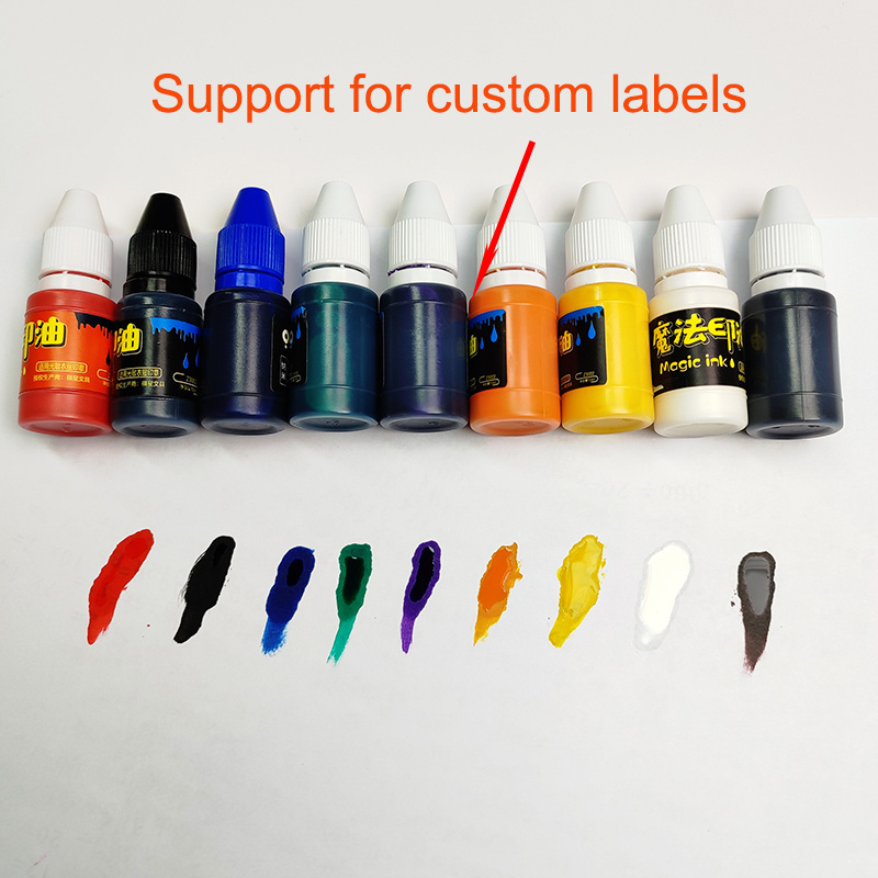 10Colors 10ml Stamp Pad Refill Ink Bottle Packing Flash Stamp Self Inking Clothes Fabric Textile White Flash Stamp ink