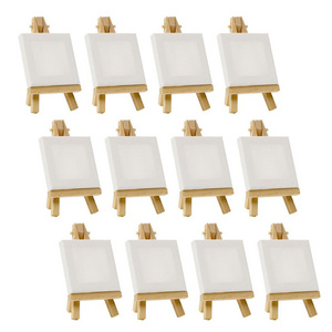 Mini Kids Craft DIY Drawing Small Table Painting Blank Canvas Board Framed Wood Easel