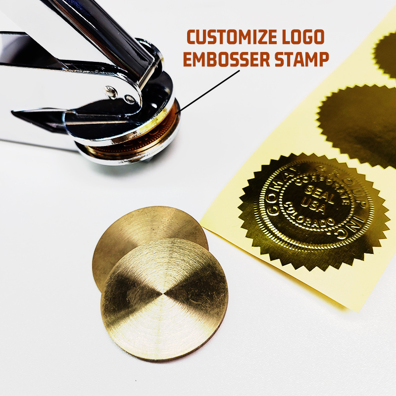 Embosser Sticker Paper Certificate Seal Personal Logo Metal Handle Personalized Custom LOGO Embossing Seal Stamp Dry Seal Stamp