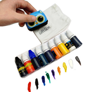 10Colors 10ml Stamp Pad Refill Ink Bottle Packing Flash Stamp Self Inking Clothes Fabric Textile White Flash Stamp ink