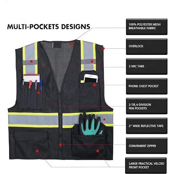 Men's Hi-Vis Reflective Road Safety Vest with Yellow and Orange Strap Featuring Glory Color Tape Safety Vest for Sale price