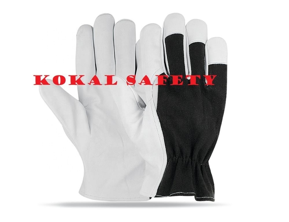 Work Assembly Gloves / Working Gloves / Leather Safety Gloves High Quality Leather Grain Leather White & Black Protect Hand,soft