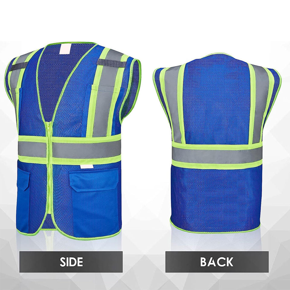 Safety Vest Construction Hi Vis Workwear High Visibility Reflective Strips Safety Vest with Hook Closure and Logo custom logo