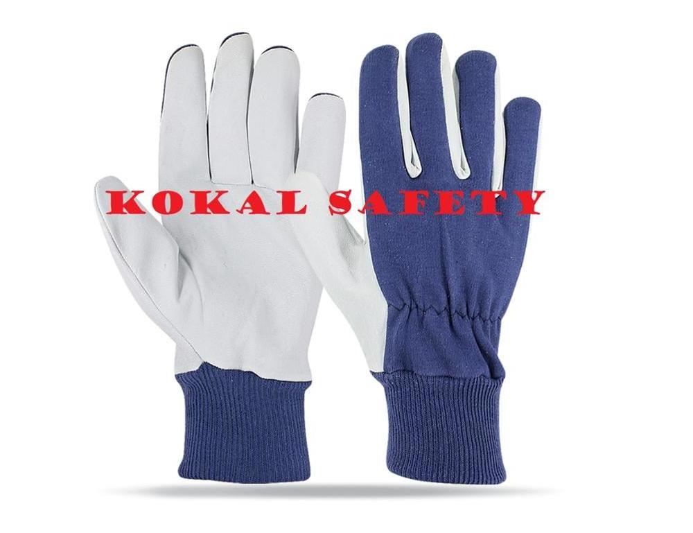 Work Assembly Gloves / Working Gloves / Leather Safety Gloves High Quality Leather Grain Leather White & Black Protect Hand,soft