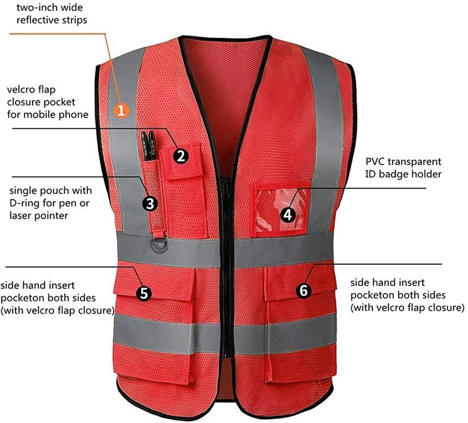 Construction Workout Hi Vis Security Reflective Safety Vest Clothing Construction Vest quick dry hot selling men's security