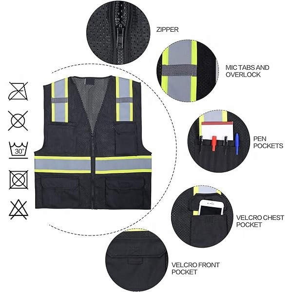 Men's Hi-Vis Reflective Road Safety Vest with Yellow and Orange Strap Featuring Glory Color Tape Safety Vest for Sale price