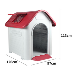 New Outdoor Kennel With Roof Plastic Pet Dogs House Large Giant Rainproof Windproof Pets Houses