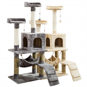 Wholesale Climbing Scratch Sisal Castle Modern Large  Pet Scratcher Wood Condo  Tower Cat Tree