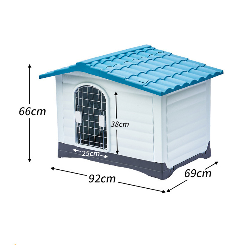 New Outdoor Kennel With Roof Plastic Pet Dogs House Large Giant Rainproof Windproof Pets Houses