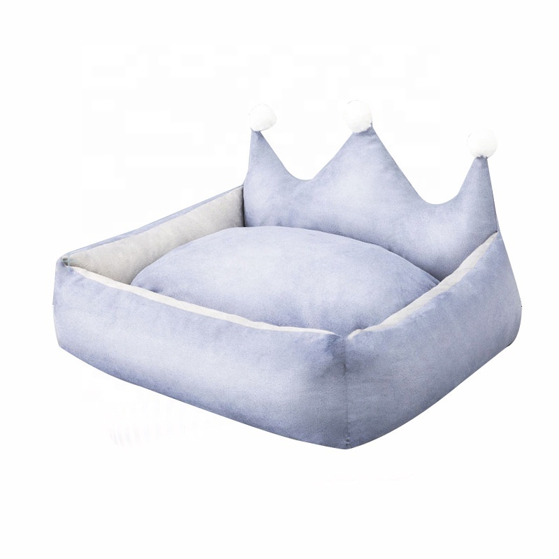 Princess Bolster Soft Sofa Dog Beds Fleece Warm Bed for Small Large Dog Plus Size Waterproof Bottom Pink Crown Pet Bed