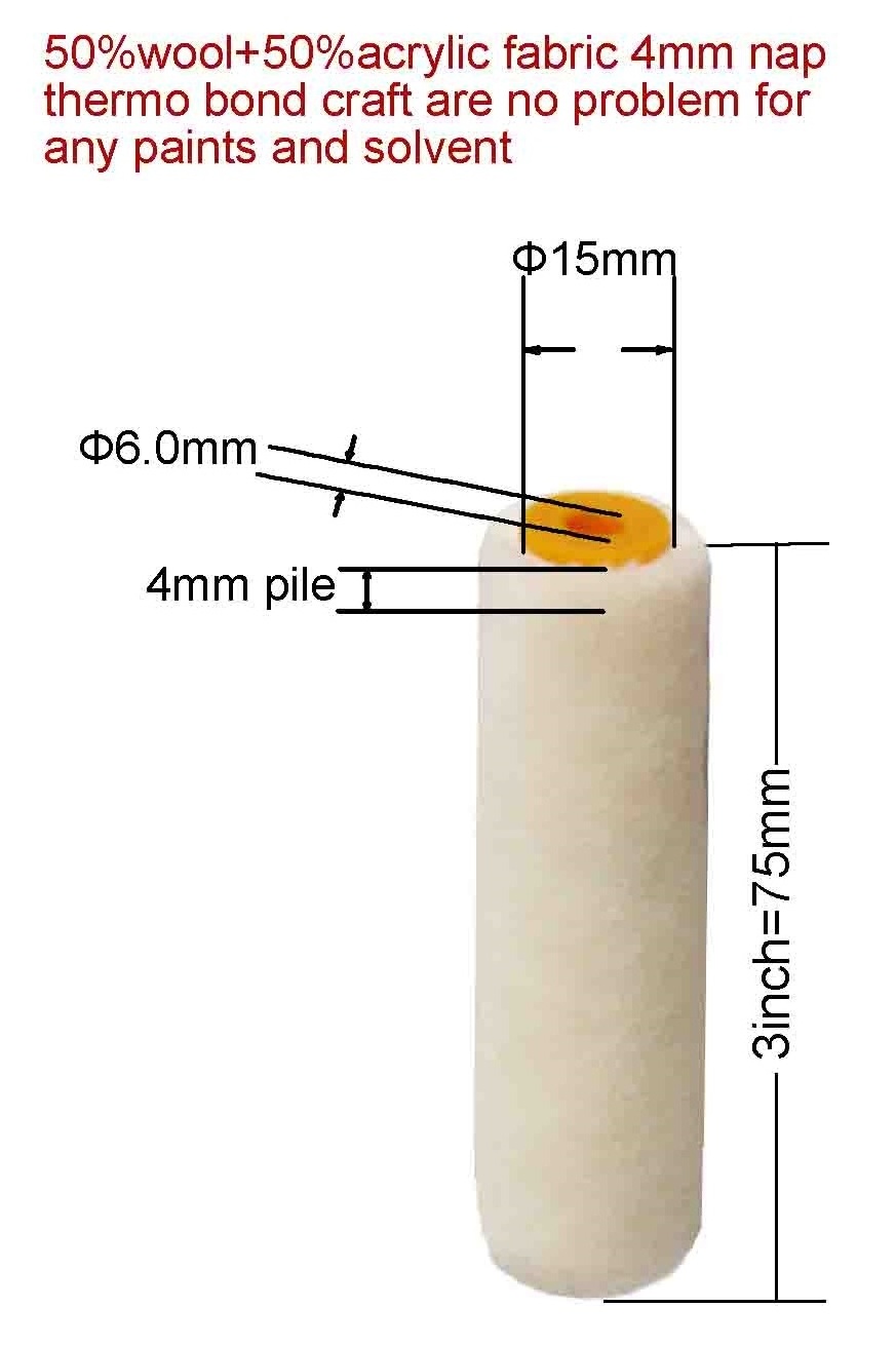 Plastic Pole 4mm Fabric Lengthout 4' 100mm Length White Color Mohair Small Mini Roller For Painting