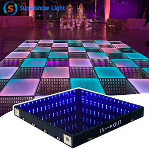 High quality 3D Infinity mirror rgb led dance floor magnetic portable event dance floor stage lights for wedding disco dj party