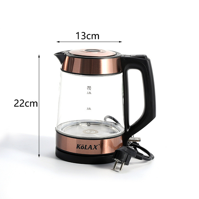 Electric 1850w blue indicator glass body coffee tea maker temperature control hot water boiler auto-off protection kettle