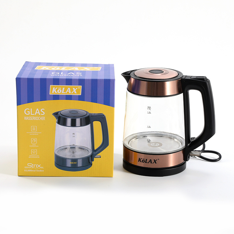 Electric 1850w blue indicator glass body coffee tea maker temperature control hot water boiler auto-off protection kettle