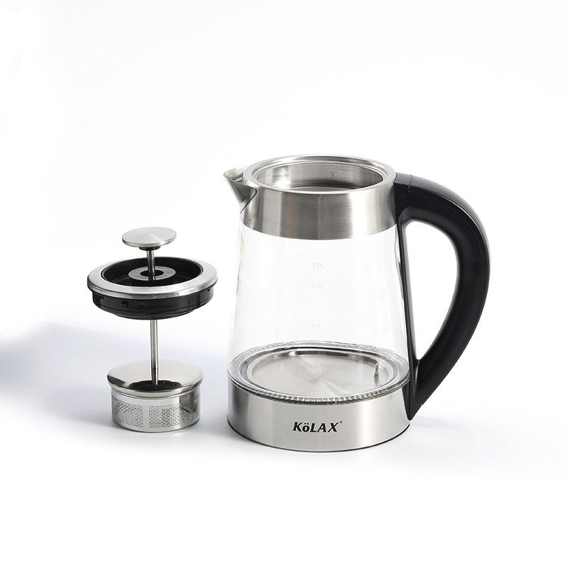 Electric glass tea with temperature control hot water boiler 360 swivel base stainless steel 1.7 liters green tea kettle