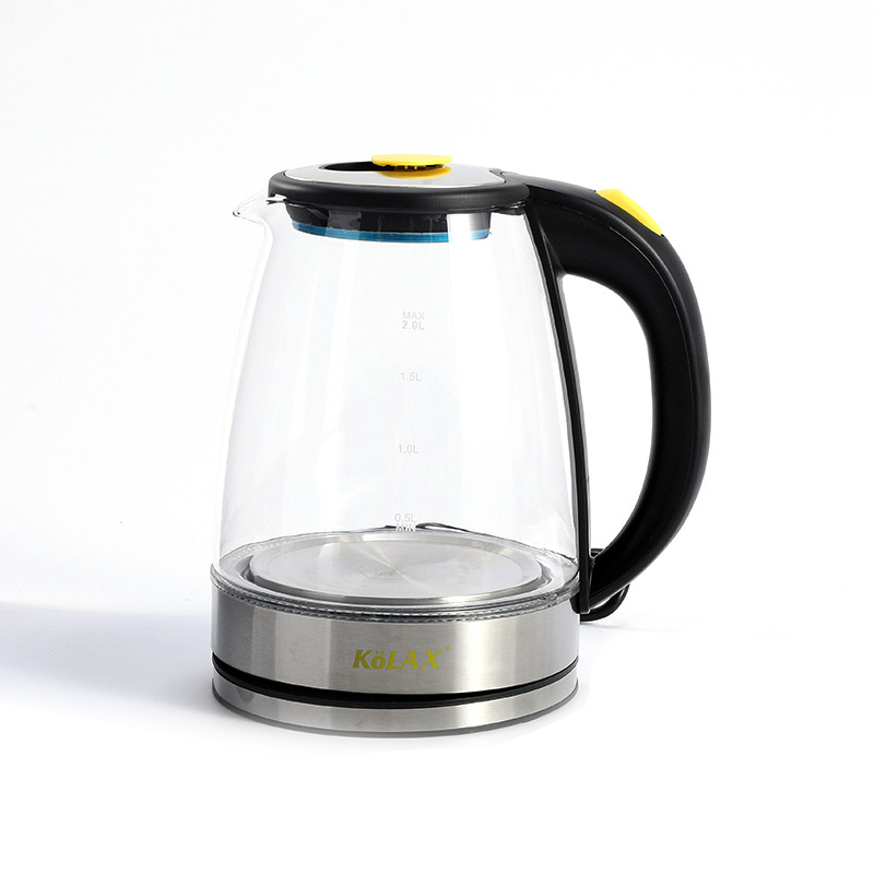 2L capacity top quality tea automatic shutoff glass and stainless steel boiling water kettle