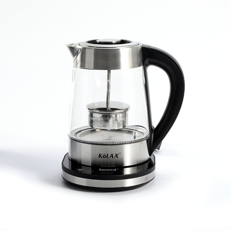 Electric glass tea with temperature control hot water boiler 360 swivel base stainless steel 1.7 liters green tea kettle