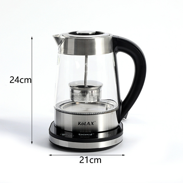 Electric glass tea with temperature control hot water boiler 360 swivel base stainless steel 1.7 liters green tea kettle