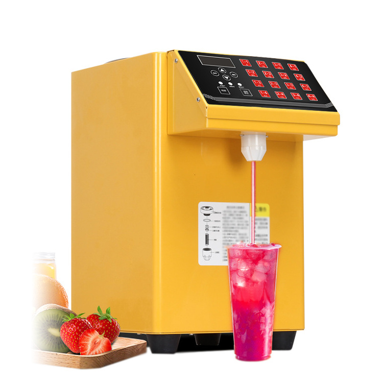 CE yellow electric automatic sugar syrup dispenser/fructose dispenser/fructose quantitative dispenser for bubble milk tea store