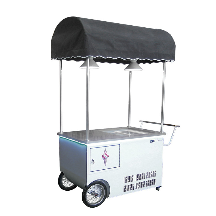 Kolice ice cream push vending cart with freezer for sale mobile ice cream hand cart italian ice gelato cart commercial food