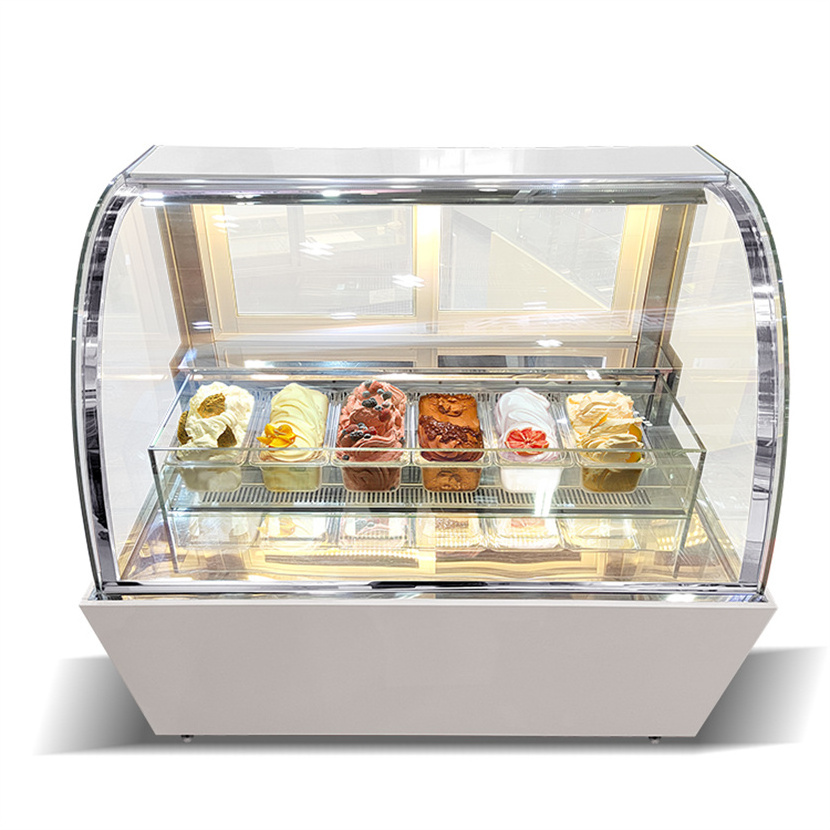 Hot sale ice cream cabinet hard ice cream display freezer sevel gelato showcase curved glass ice cream cabinet display stand