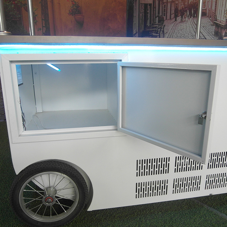 Kolice ice cream push vending cart with freezer for sale mobile ice cream hand cart italian ice gelato cart commercial food