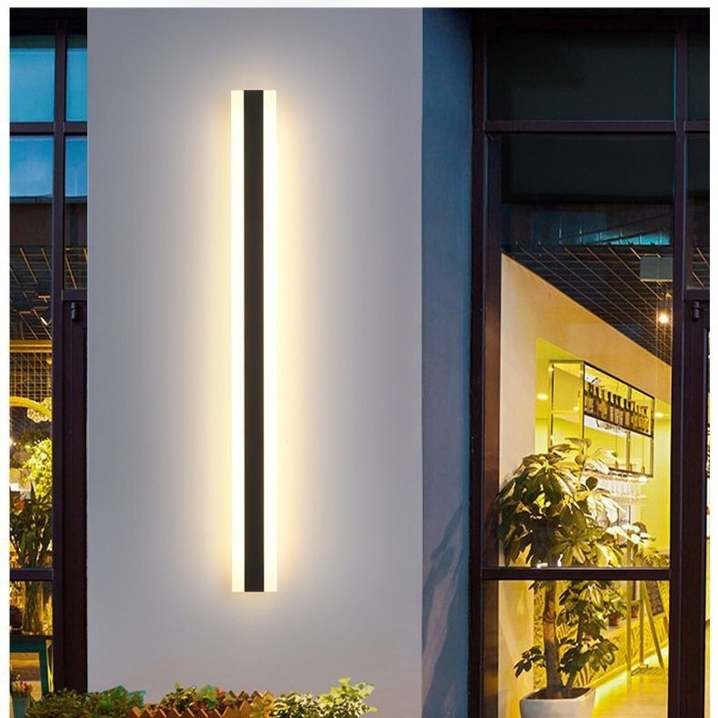 Modern Outdoor Exterior Linear Strip Wall Lamp IP65 Waterproof 3000K Warm White Garden Sconce Long LED outdoor Wall Lights