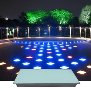 Dmx Stainless Ground Recessed Inground Brick Lights Rectangular Outdoor Paver Glass Led Floor Brick Lights