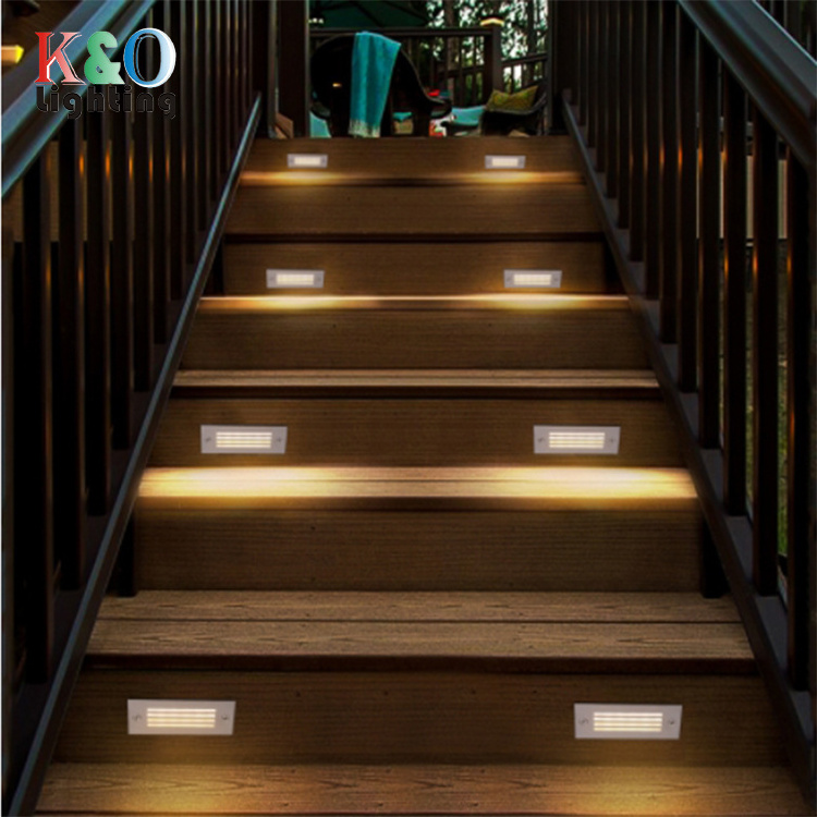 Waterproof 3w 6w Ip65 Aluminum Embedded Garden Staircase Corner Light Indoor Outdoor Recessed Stair Footlight Led Step Wall Lamp