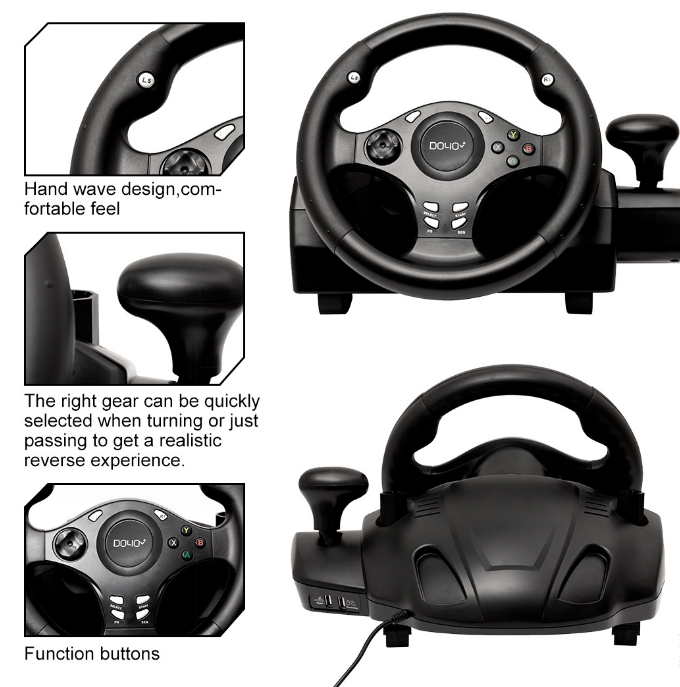 Hot-selling 270 game steering wheel For Xbox one/360/PS3/4/Android/Switch/PC Race game multifunction 7in1 gaming steering wheel