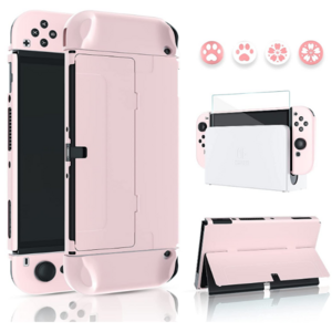 2021 Flip Shell Cover with 1 Screen Protector 4 Thumb Grip Cases Protective Case for Nintendo Switch OLED Model