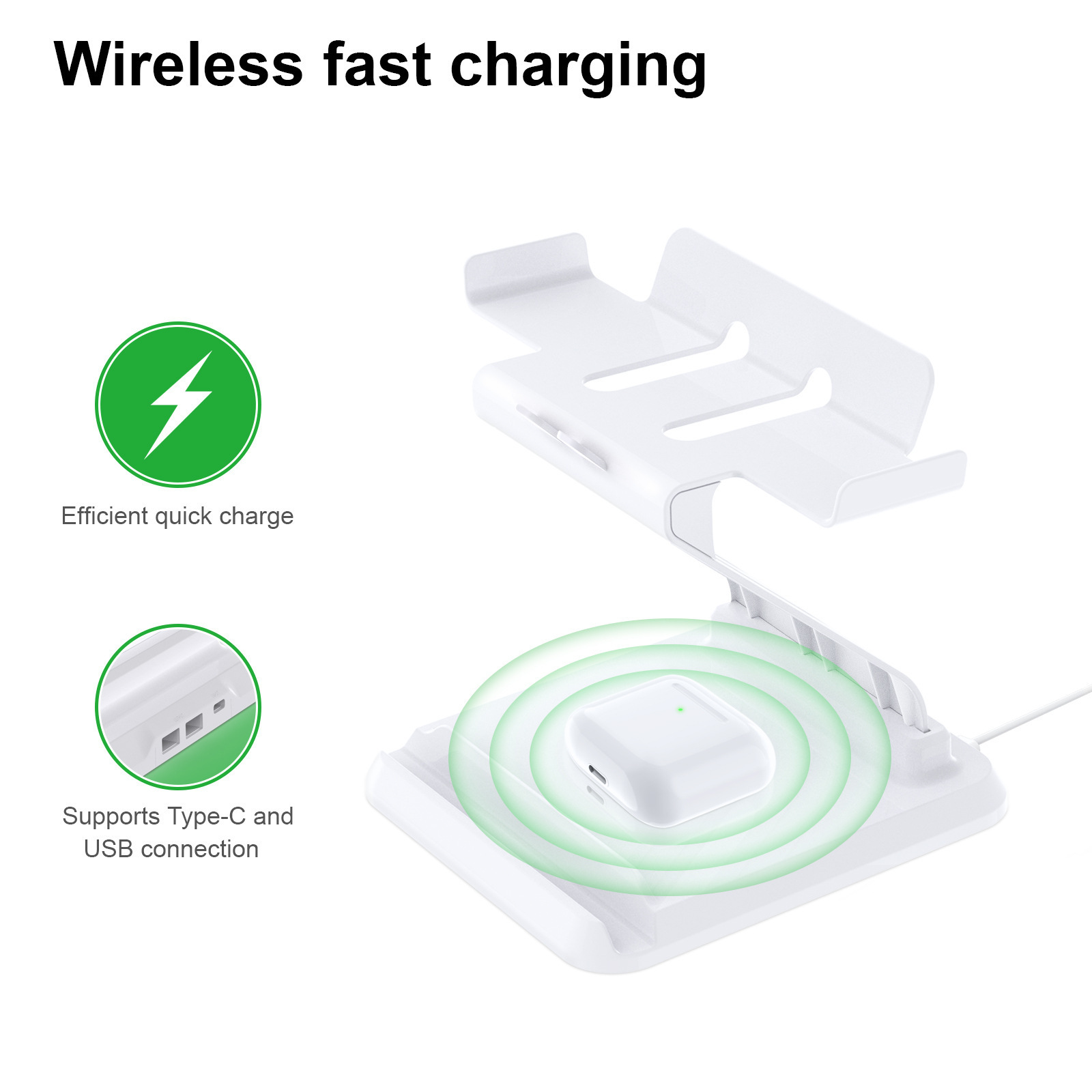 VR Headset Display Stand Mount and Controller Holder Wireless Charger Charging Dock Station Compatible with Meta Oculus Quest 2