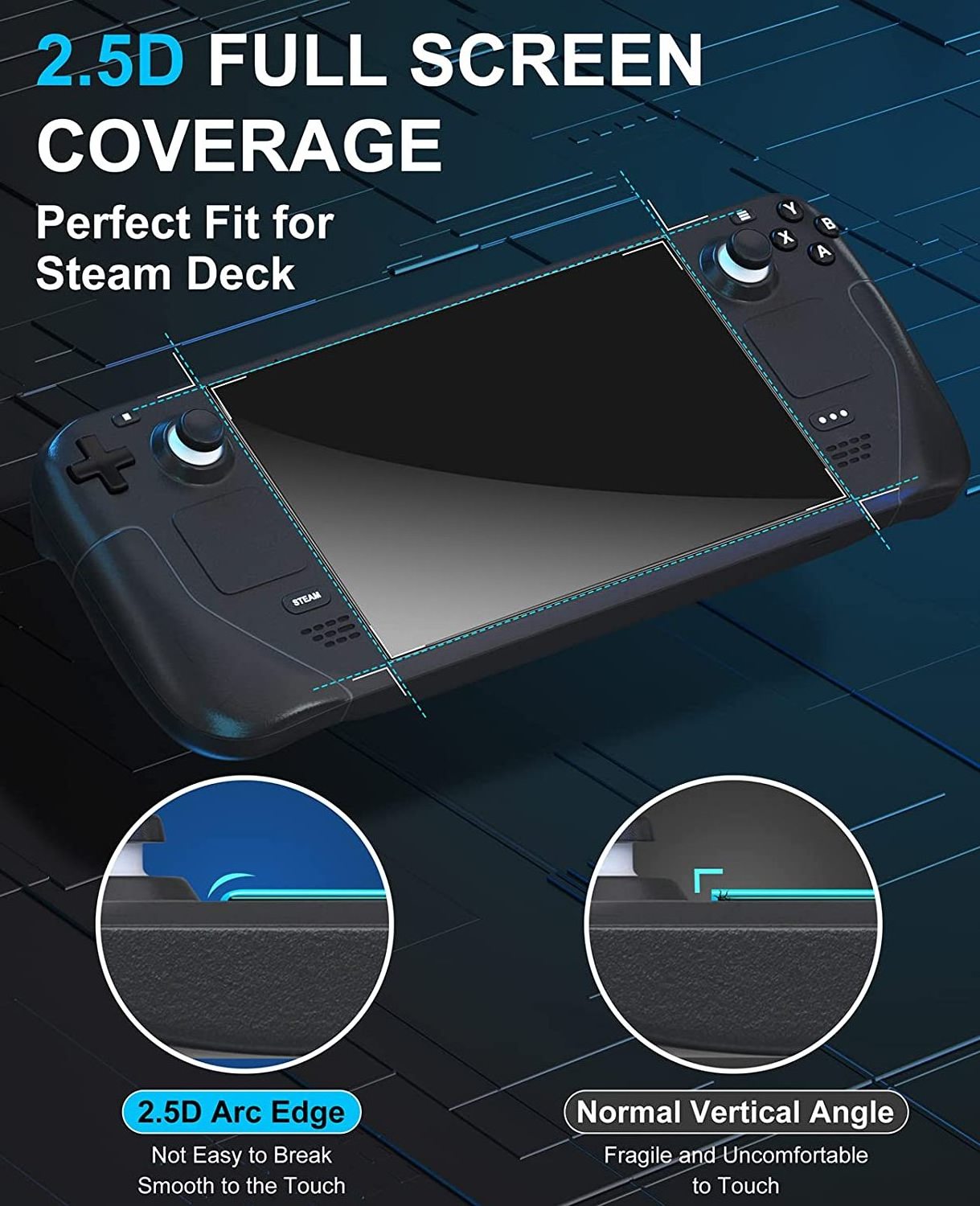 7 inch Protective Screen Protector for Steam Deck HD Tempered Glass Anti Scratch Work Compatible with Steam Deck