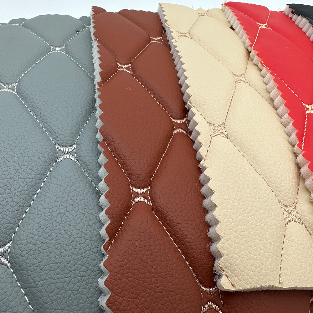 Leather Factory Thickened Waterproof Quilted Embroidered Car Interior Upholstery Synthetic Leather Material For Car Seat