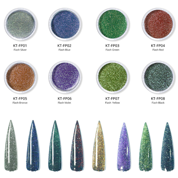 Kolortek nail art crystal diamond powder 8 colors flash mixed glass micro diamond glitter nail acrylic powder