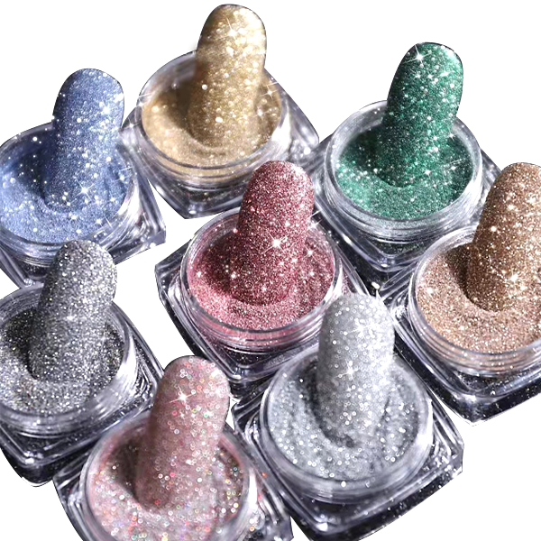 Kolortek nail art crystal diamond powder 8 colors flash mixed glass micro diamond glitter nail acrylic powder